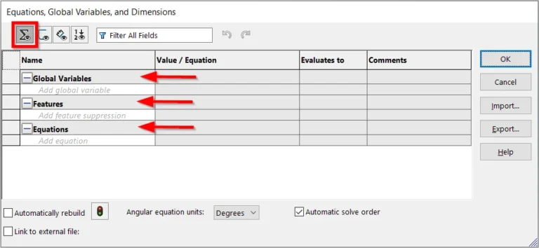 solidworks equations