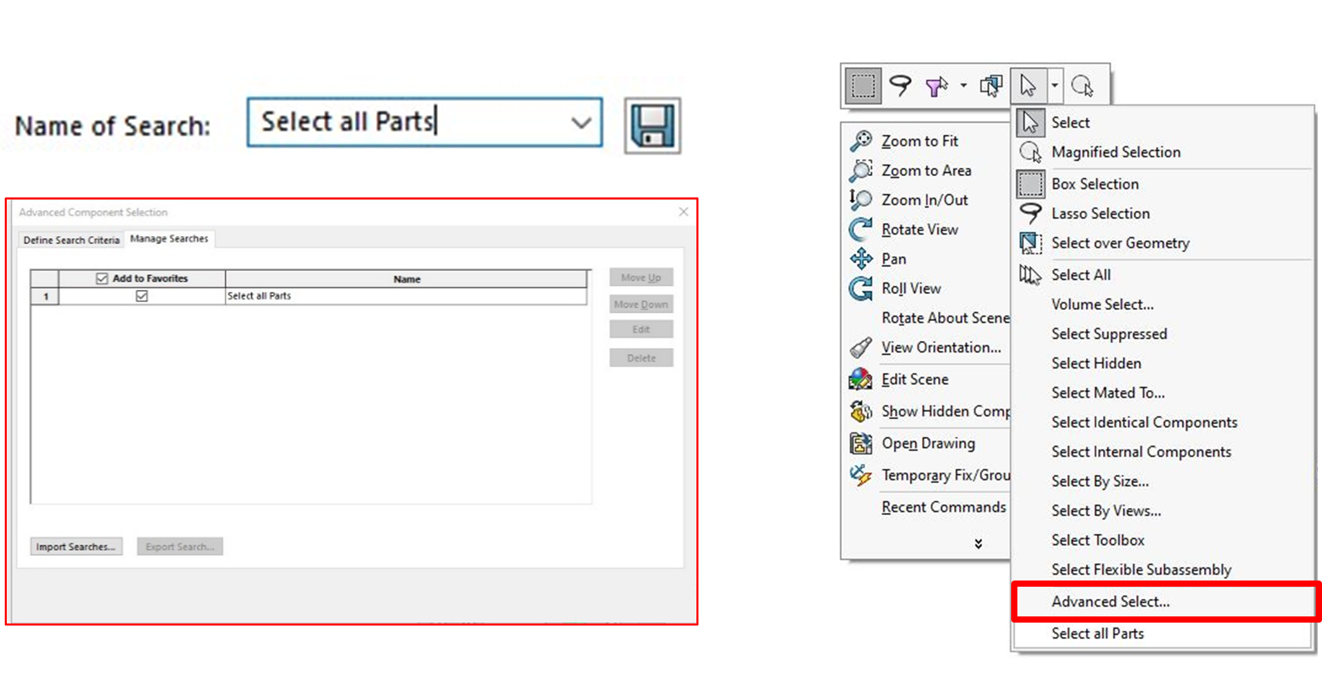 predefined selection filter