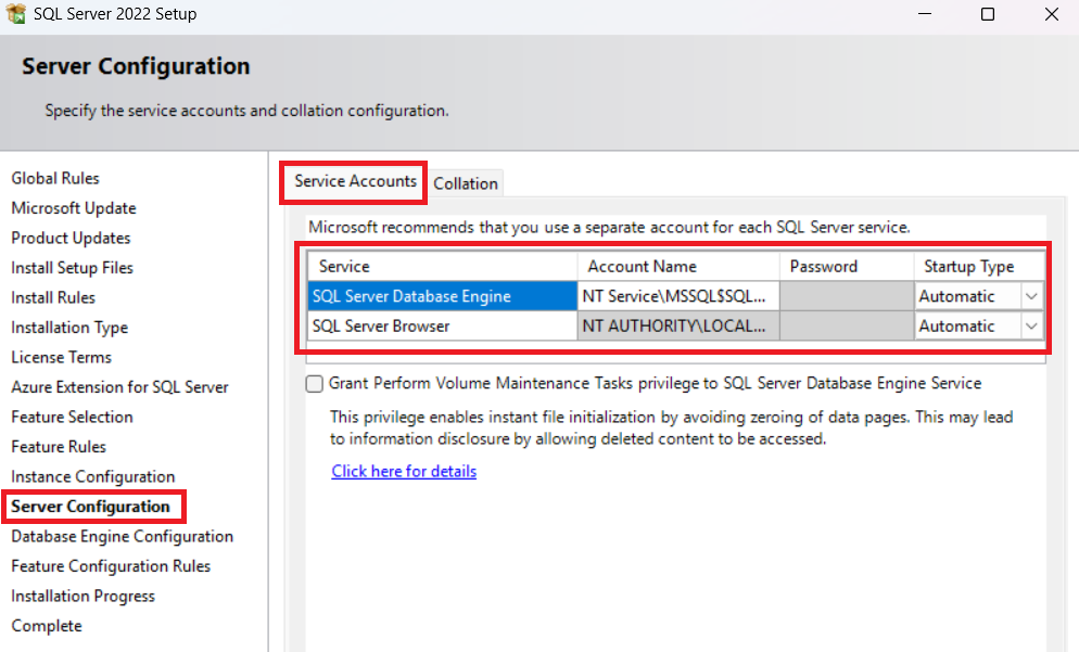 server configuration