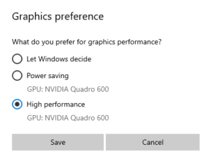 graphics preference