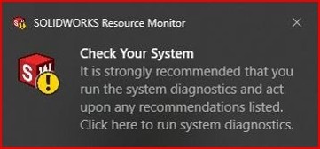 Disable SOLIDWORKS Resource Monitor Notifications