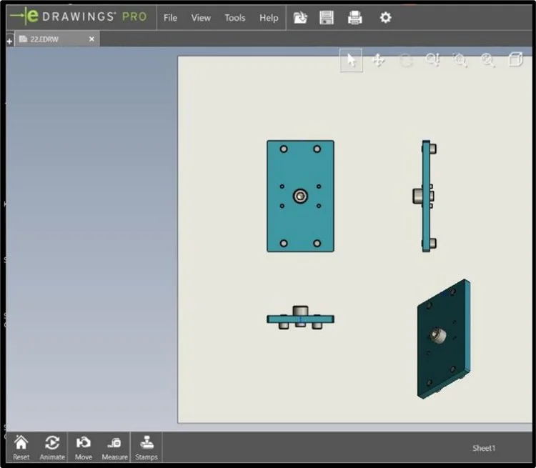 Open file in eDrawings (Measure tool is enabled)